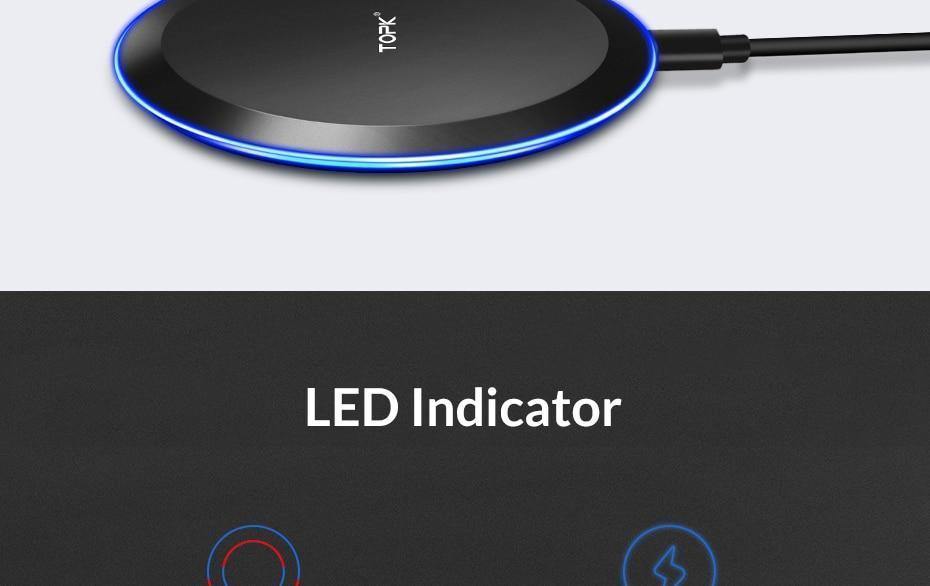 Planet Gates TOPK 10W Wireless Charger For iPhone X/XS Max XR 8 Plus Fast Charging for Samsung S8 S9 Note 9 8 Phone Charger Pad