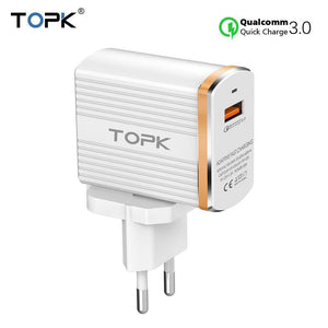Planet Gates TOPK 18W Quick Charge 3.0 USB Charger 1-Port Travel Wall Mobile Phone Charger for Samsung Xiaomi Huawei Adapter EU US Plug