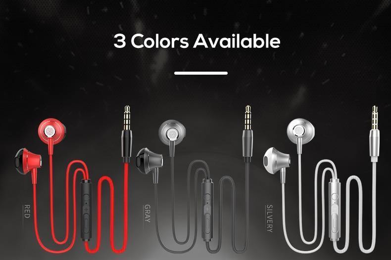 Planet Gates TOPK 3.5mm Heavy Bass Wired Earphone In-Ear Earphones With Mic Universal Comforted Earbud Volume Control Stereo Sport Headset