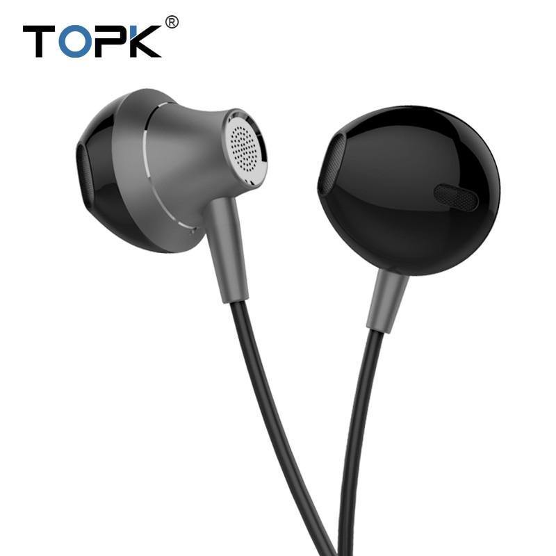 Planet Gates TOPK 3.5mm Heavy Bass Wired Earphone In-Ear Earphones With Mic Universal Comforted Earbud Volume Control Stereo Sport Headset