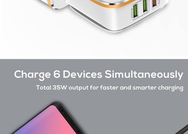 Planet Gates TOPK 35W Quick Charge 2.0 6-Port USB Charger EU US UK AU Plug 5V/7A Travel Wall Fast Charger Adapter Mobile Phone Universal