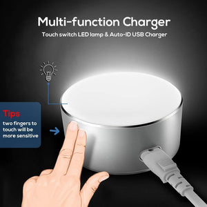 Planet Gates TOPK 5V 2.4A(Max) 12W Auto-ID Dual USB Charger Dimmable Smart LED Table Lamp EU Mobile Phone Charger for iPhone Samsung Xiaomi