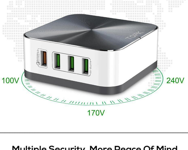 Planet Gates TOPK 8-Port 50W Quick Charge 3.0 USB Charger for iPhone Samsung Xiaomi Huawei EU US UK AU Plug Desktop Fast Phone Charger