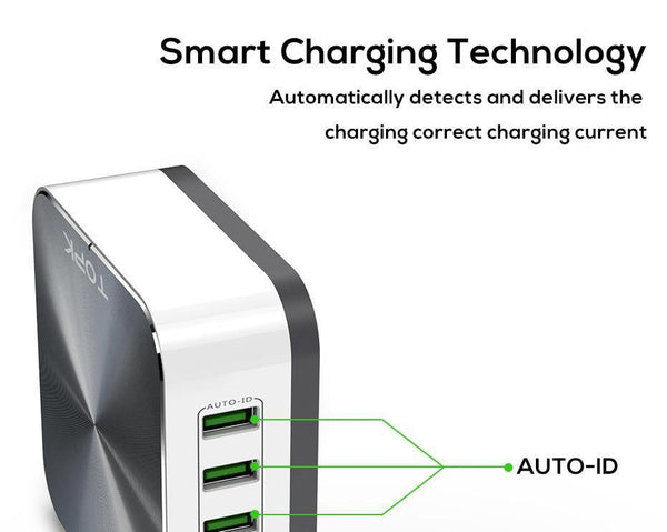 TOPK 8-Port 50W Quick Charge 3.0 USB Charger for iPhone Samsung Xiaomi Huawei EU US UK AU Plug Desktop Fast Phone Charger - Planet Gates