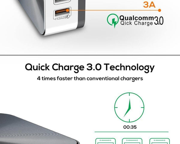 Planet Gates TOPK 8-Port 50W Quick Charge 3.0 USB Charger for iPhone Samsung Xiaomi Huawei EU US UK AU Plug Desktop Fast Phone Charger