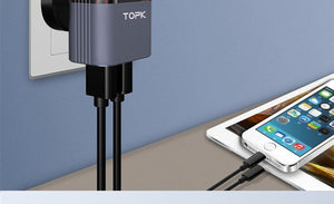 Planet Gates TOPK Auto-ID Dual USB Charger Adapter Mobile Phone EU/US/UK Travel Wall Portable Phone Charger for iPhone Samsung Xiaomi Huawei