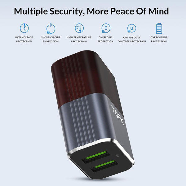 Planet Gates TOPK Auto-ID Dual USB Charger Adapter Mobile Phone EU/US/UK Travel Wall Portable Phone Charger for iPhone Samsung Xiaomi Huawei