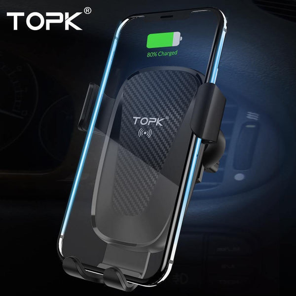 Planet Gates TOPK Car Mount Wireless Charger For iPhone XS Max XR 8 Plus 10W Fast Wireless Charging Car Phone Holder for Samsung Note 9 S9 S8