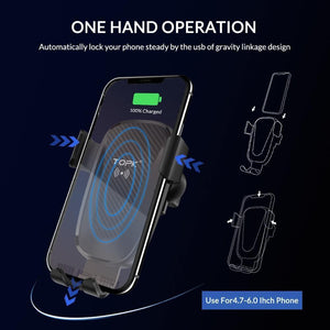 Planet Gates TOPK Car Mount Wireless Charger For iPhone XS Max XR 8 Plus 10W Fast Wireless Charging Car Phone Holder for Samsung Note 9 S9 S8