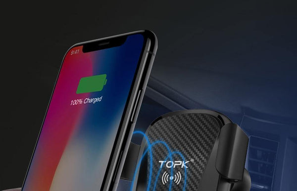 Planet Gates TOPK Car Mount Wireless Charger For iPhone XS Max XR 8 Plus 10W Fast Wireless Charging Car Phone Holder for Samsung Note 9 S9 S8