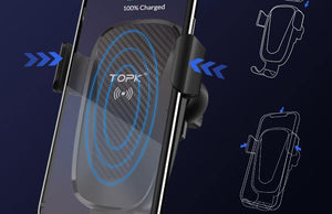 Planet Gates TOPK Car Mount Wireless Charger For iPhone XS Max XR 8 Plus 10W Fast Wireless Charging Car Phone Holder for Samsung Note 9 S9 S8