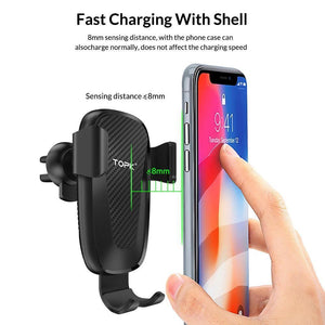 Planet Gates TOPK Car Mount Wireless Charger For iPhone XS Max XR 8 Plus 10W Fast Wireless Charging Car Phone Holder for Samsung Note 9 S9 S8