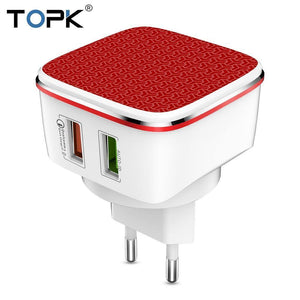 Planet Gates TOPK Fast USB Charger 21W Quick Charge 2.0 Mobile Phone Charger Auto-ID Dual USB Wall Charger Adapter For Samsung Xiaomi Huawei