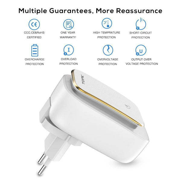 Planet Gates TOPK L-Power 2-Port 5V 2.4A EU&US LED Lamp USB Charger Adapter Auto-ID Portable Travel Wall Phone Charger for iPhone Xiaomi