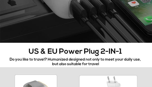 Planet Gates TOPK L-Power 4-Port EU/US/UK/AU Plug 22W USB Charger LED Lamp Auto-ID Travel Wall Adapter Universal Mobile Phone Charger