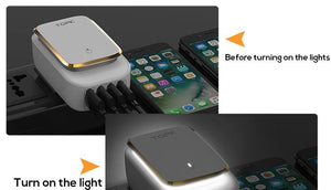 Planet Gates TOPK L-Power 4-Port EU/US/UK/AU Plug 22W USB Charger LED Lamp Auto-ID Travel Wall Adapter Universal Mobile Phone Charger
