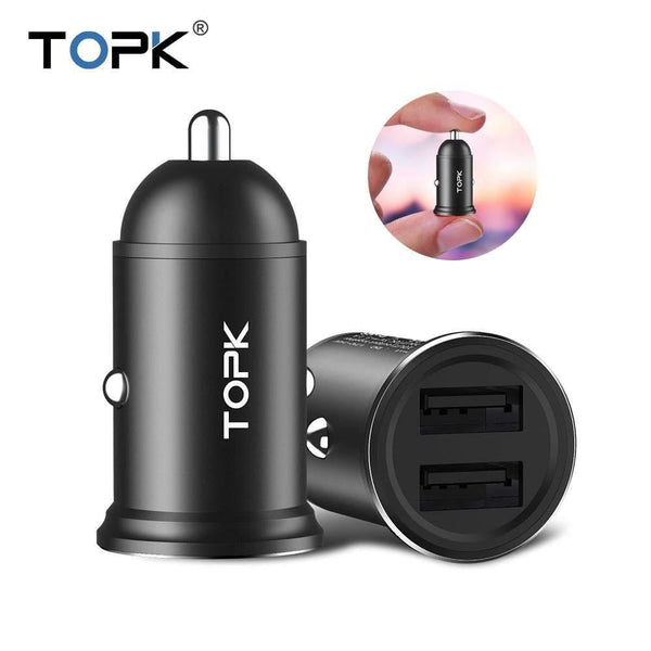 Planet Gates TOPK Mini USB Car Charger For iPhone Xiaomi Mobile Phone Tablet 3.1A Fast Charging  Dual USB Car-Charger Adapter in Car
