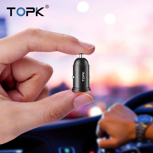 Planet Gates TOPK Mini USB Car Charger For iPhone Xiaomi Mobile Phone Tablet 3.1A Fast Charging  Dual USB Car-Charger Adapter in Car