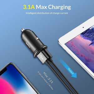 Planet Gates TOPK Mini USB Car Charger For iPhone Xiaomi Mobile Phone Tablet 3.1A Fast Charging  Dual USB Car-Charger Adapter in Car