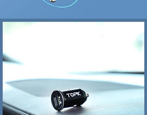 Planet Gates TOPK Mini USB Car Charger For iPhone Xiaomi Mobile Phone Tablet 3.1A Fast Charging  Dual USB Car-Charger Adapter in Car