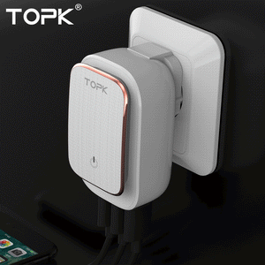 Planet Gates TOPK Multi-Port USB Charger LED Lamp Auto-ID Mobile Phone Charger Portable Tarvel EU&US Plug Wall Charger Adapter