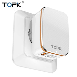 Planet Gates TOPK Quick Charge 2.0 EU&US 2-IN-1 Fast Travel USB Charger Adapter Auto-ID Mobile Phone Charger for iPhone Samsung Xiaomi Huawei