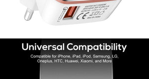 Planet Gates TOPK Quick Charge 2.0 EU&US 2-IN-1 Fast Travel USB Charger Adapter Auto-ID Mobile Phone Charger for iPhone Samsung Xiaomi Huawei