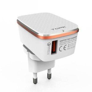 Planet Gates TOPK Quick Charge 2.0 EU&US 2-IN-1 Fast Travel USB Charger Adapter Auto-ID Mobile Phone Charger for iPhone Samsung Xiaomi Huawei