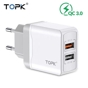 Planet Gates TOPK Quick Charge 3.0 18W USB Charger for iPhone Xs X 8 7 Fast Phone Charger for Samsung Xiaomi Huawei Wall Charger EU Adapter