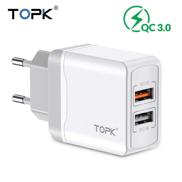 Planet Gates TOPK Quick Charge 3.0 18W USB Charger for iPhone Xs X 8 7 Fast Phone Charger for Samsung Xiaomi Huawei Wall Charger EU Adapter