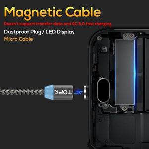 Planet Gates TOPK R-Line1 LED Magnetic Micro USB Cable ,Upgraded Reflective Nylon Braided Magnetic Charger USB Cable for Micro USB Port Phone