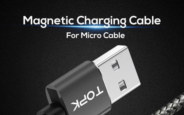 Planet Gates TOPK R-Line1 LED Magnetic Micro USB Cable ,Upgraded Reflective Nylon Braided Magnetic Charger USB Cable for Micro USB Port Phone