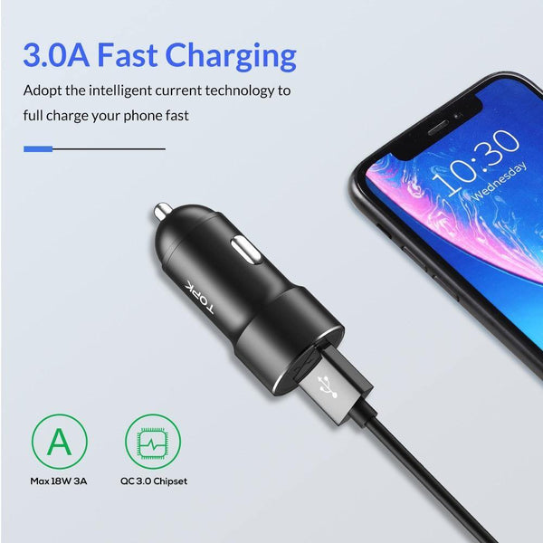 Planet Gates TOPK USB Car Charger Quick Charge 3.0 Mobile Phone Charger Fast QC3.0 Car-Charger for Samsung Xiaomi Huawei Adapter in Car