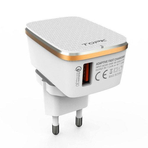 Planet Gates TOPK USB Charger EU&US 2-IN-1 Quick Charge 3.0 Fast Travel Wall Adapter Mobile Phone Charger for Samsung Xiaomi Huawei
