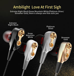 Planet Gates TOPK Wired Earphone For Phone Dual Driver HiFi Stereo In-Ear Headset 3.5mm Sport Running Earphones With Microphone Earbuds