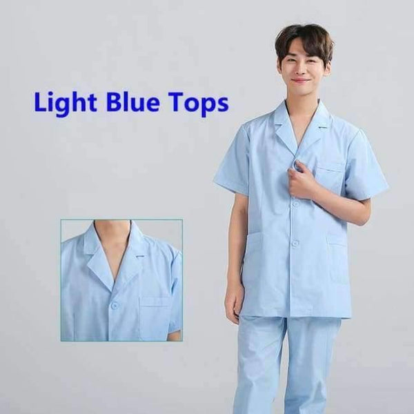 Planet Gates Tops3 / L Women Hospital Medical Work Wear Suit Collar Nursing Clothing Doctor Uniform Short Sleeve Dental Beauty Salon Surgical Overalls
