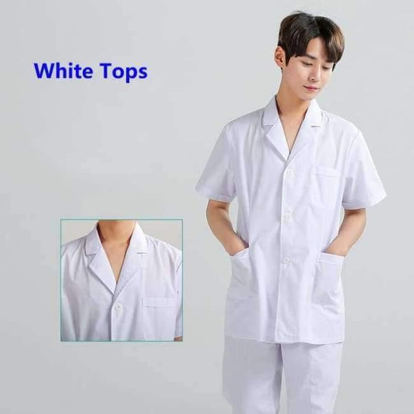 Planet Gates Tops5 / L Women Hospital Medical Work Wear Suit Collar Nursing Clothing Doctor Uniform Short Sleeve Dental Beauty Salon Surgical Overalls