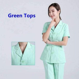 Planet Gates Tops6 / L Women Hospital Medical Work Wear Suit Collar Nursing Clothing Doctor Uniform Short Sleeve Dental Beauty Salon Surgical Overalls