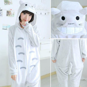 Planet Gates Totoro / S Animal Pajamas Flannel Winter Women Men Unicorn Stitch Panda Pikachu Onesie Sleep lounge Sleepwear