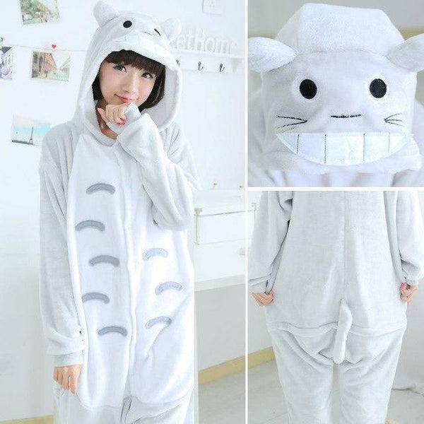 Planet Gates Totoro / S Animal Pajamas Flannel Winter Women Men Unicorn Stitch Panda Pikachu Onesie Sleep lounge Sleepwear