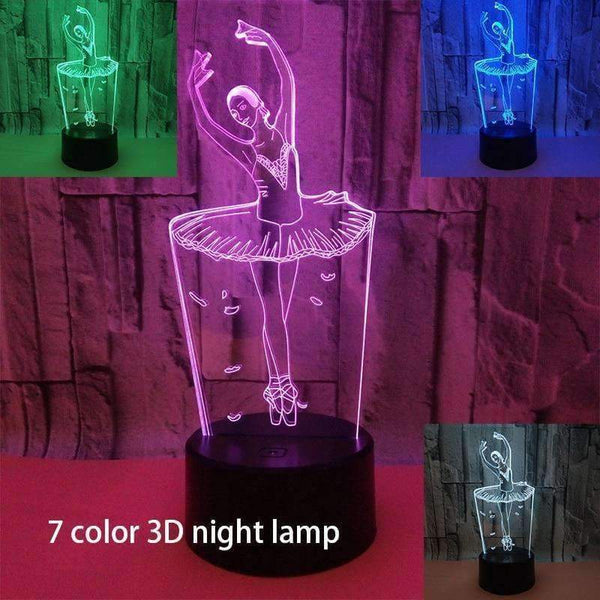 Planet Gates Touch Ballet Dancer Lovers Trophy 3D Vizuální noční světlo Akrylové Barevné Vánoční Narozeninové Dekorace Ballerinator Design LED Luminaria