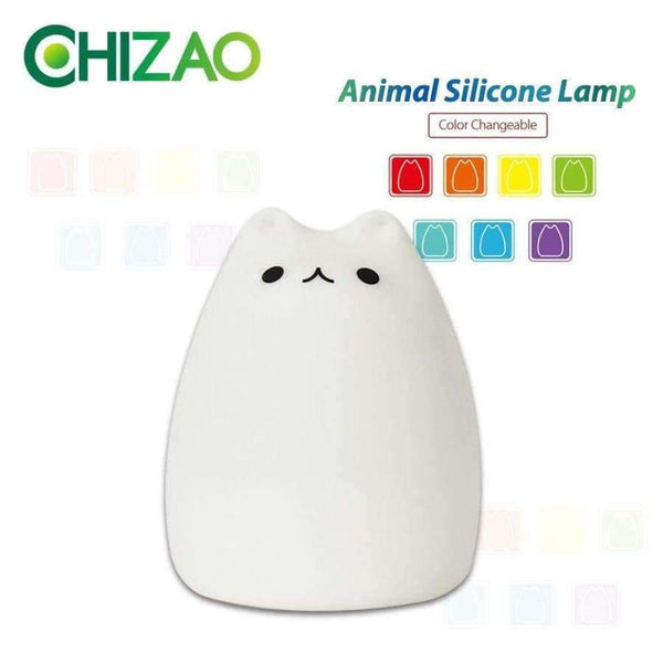 Planet Gates Touch control CHIZAO 7 Colors Cat LED Lamp Children's animal night light Silicone soft cartoon lamp Gift LED night light Room atmosphere light