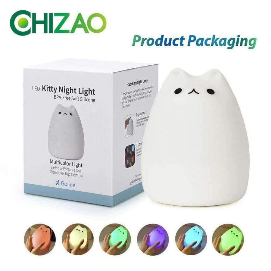 Planet Gates Touch control CHIZAO 7 Colors Cat LED Lamp Children's animal night light Silicone soft cartoon lamp Gift LED night light Room atmosphere light