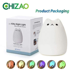 Planet Gates Touch control CHIZAO 7 Colors Cat LED Lamp Children's animal night light Silicone soft cartoon lamp Gift LED night light Room atmosphere light