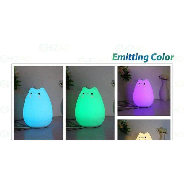 Planet Gates Touch control CHIZAO 7 Colors Cat LED Lamp Children's animal night light Silicone soft cartoon lamp Gift LED night light Room atmosphere light