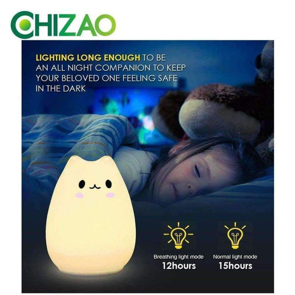 Planet Gates Touch control CHIZAO 7 Colors Cat LED Lamp Children's animal night light Silicone soft cartoon lamp Gift LED night light Room atmosphere light