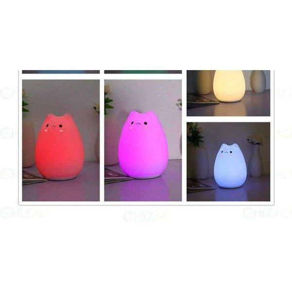 Planet Gates Touch control CHIZAO 7 Colors Cat LED Lamp Children's animal night light Silicone soft cartoon lamp Gift LED night light Room atmosphere light