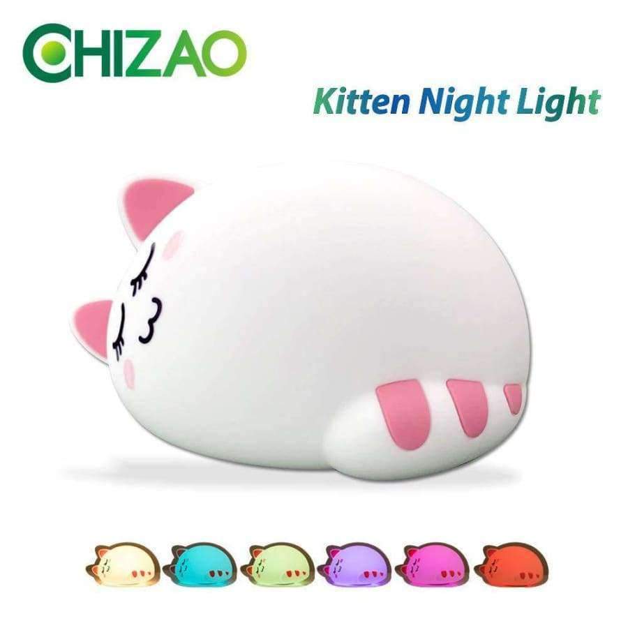 Planet Gates Touch Control CHIZAO Cartoon cat child lamp Children Animal LED Night Light Silicone Soft body USB Charging Room Breathing lighting Toy light
