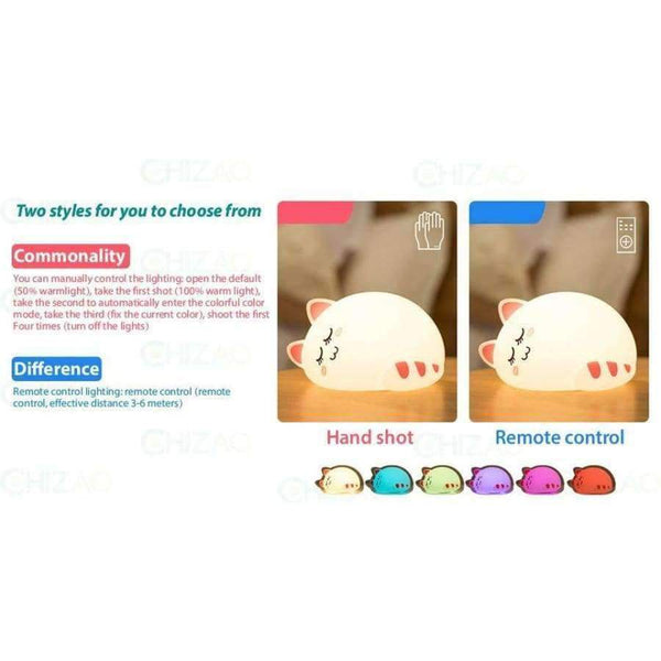 Planet Gates Touch Control CHIZAO Cartoon cat child lamp Children Animal LED Night Light Silicone Soft body USB Charging Room Breathing lighting Toy light