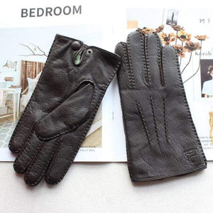Planet Gates Touch Screen 2 / China / 11 Men's Fashion Deerskin Gloves Colour Touch Screen Hand-Stitched Wool Lining Genuine Leather Gloves